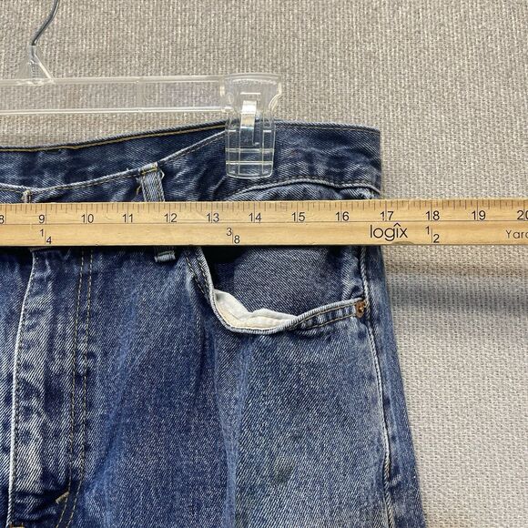 Levi's 505 Jeans Men's 36x30 Regular Fit Straight Leg Blue Denim Distressed - Picture 3 of 16